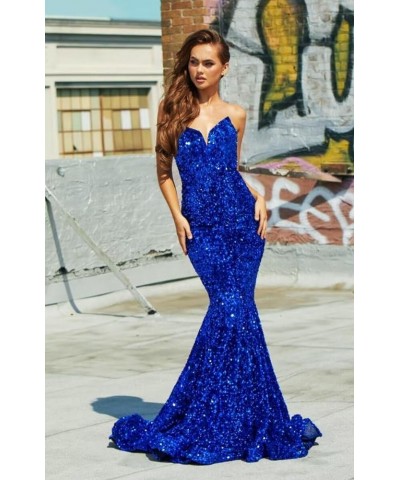 Sequin Mermaid Prom Dresses for Teens 2024 Sexy V Neck Formal Dress for Party SYYS410 B-dusty Rose $33.30 Dresses