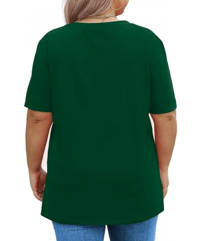 Womens Plus Size Tops Short Sleeve Summer V Neck Loose Cotton Tee Shirts Green $15.36 T-Shirts