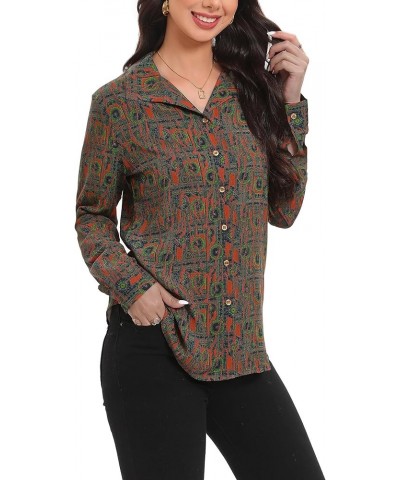 Womens Long Sleeve Button Down Shirts Dressy Casual Tops Work Blouses V05 $13.20 Blouses