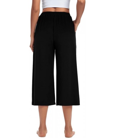 Womens Capri Yoga Pants Wide Leg Drawstring Lounge Pants Loose Comfy Workout Capris Sweatpants with Pockets Capri-black $17.0...