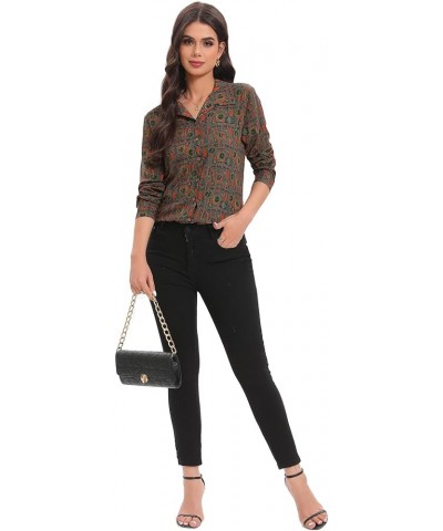 Womens Long Sleeve Button Down Shirts Dressy Casual Tops Work Blouses V05 $13.20 Blouses