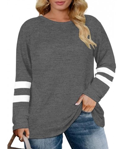 Plus Size Sweatshirts for Women Long Sleeve Oversized Tunic Tops 02_dark Grey $10.99 Others