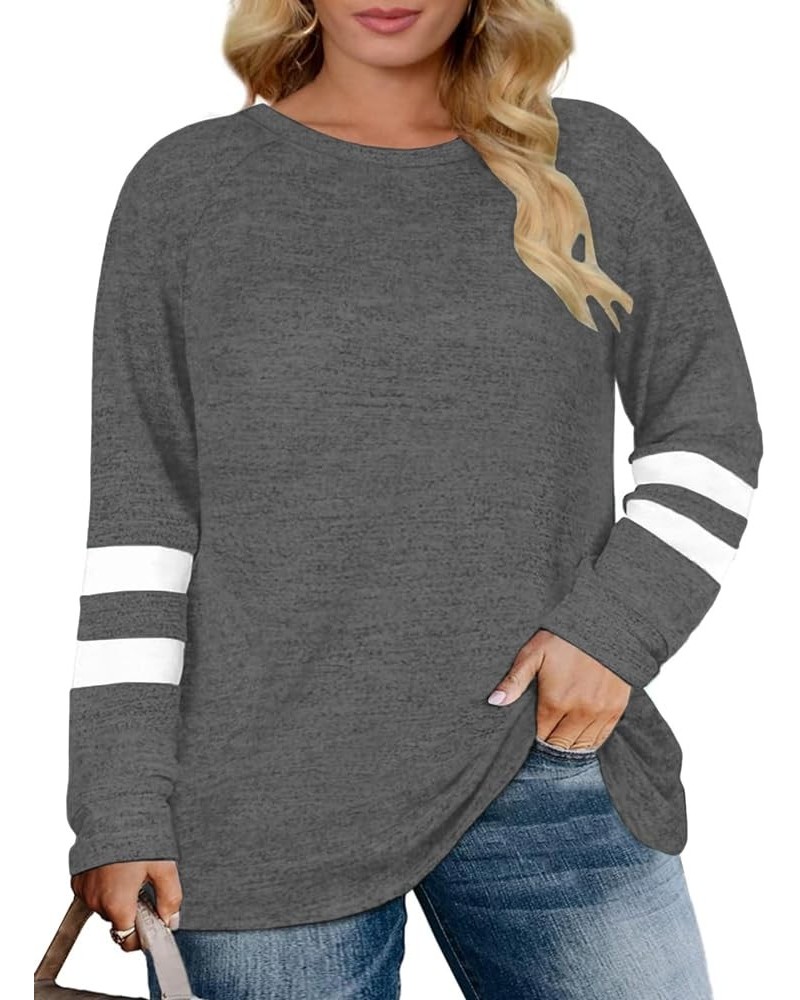 Plus Size Sweatshirts for Women Long Sleeve Oversized Tunic Tops 02_dark Grey $10.99 Others