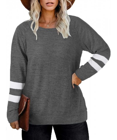 Plus Size Sweatshirts for Women Long Sleeve Oversized Tunic Tops 02_dark Grey $10.99 Others