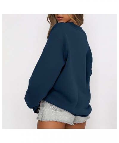 Oversized Sweatshirts for Women Crew Neck Sweatshirts Loose Fit Blouses Long Sleeve Tunic Tops Dressy Pullovers 20 Navy, Plus...