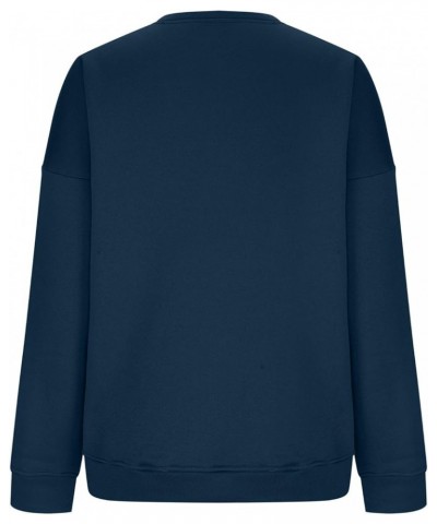 Oversized Sweatshirts for Women Crew Neck Sweatshirts Loose Fit Blouses Long Sleeve Tunic Tops Dressy Pullovers 20 Navy, Plus...