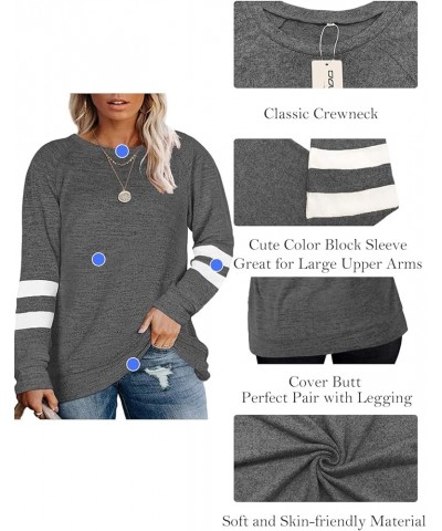 Plus Size Sweatshirts for Women Long Sleeve Oversized Tunic Tops 02_dark Grey $10.99 Others