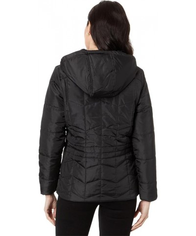 Zigzag Wave Cozy Faux Fur Lining Hooded Quilted Puffer Black $21.15 Jackets