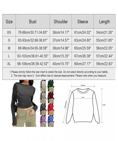 Womens Long Sleeve Crop Tops Sexy Slim Fitted Going Out Shirts Casual Crewneck Solid Color Basic Tight Tees Shirt Y2K Tops Z1...