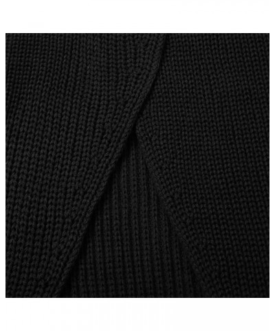 Women's Autumn Winter Solid Color Round Neck Long Sleeved Knitted Long Warm Bottom Plus Size Sweater Dress Black $15.13 Sweaters