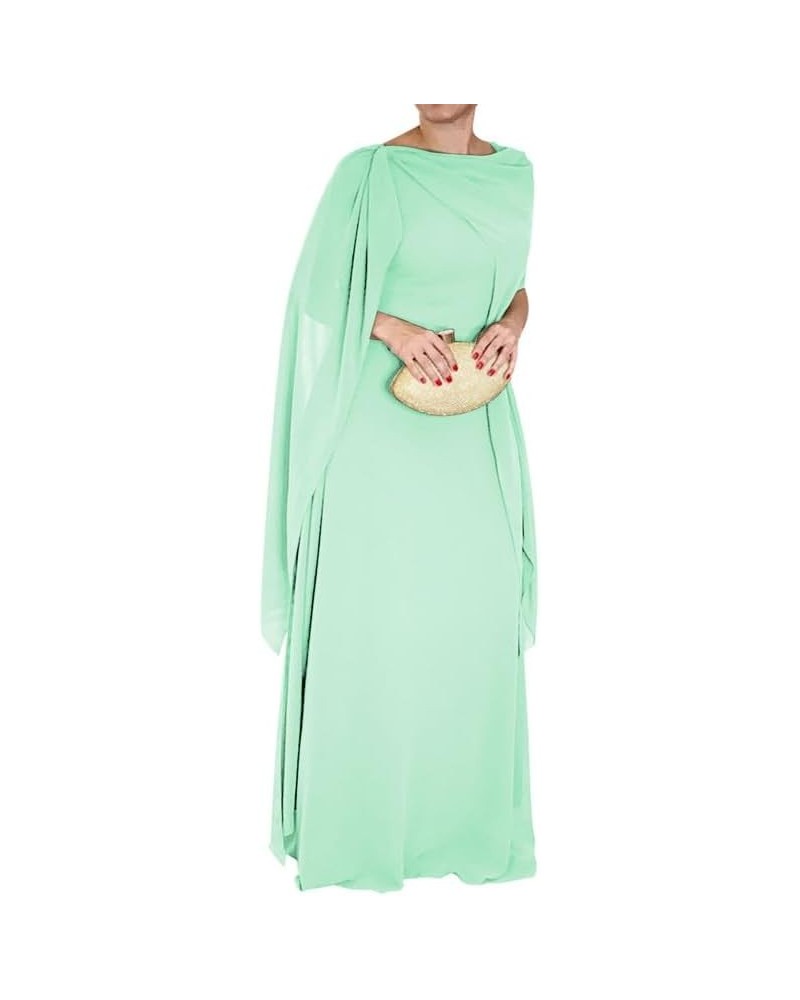 Mother of The Bride Dresses for Wedding Long Evening Formal Dress Chiffon Wedding Guest Groom Dresses with Cape Mint $38.25 D...