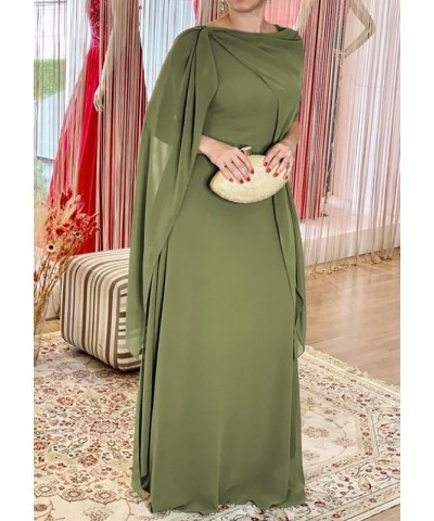 Mother of The Bride Dresses for Wedding Long Evening Formal Dress Chiffon Wedding Guest Groom Dresses with Cape Mint $38.25 D...