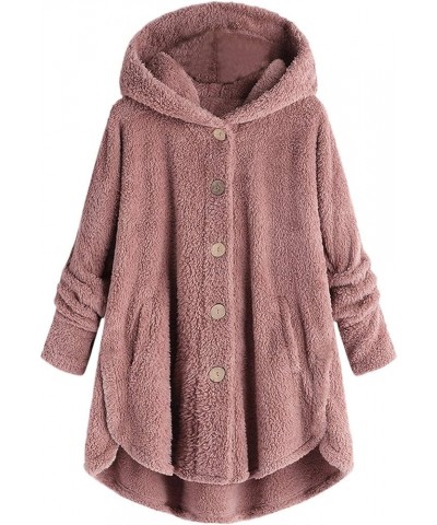 Plus Size Winter Jacket for Women Cute Sherpa Lined Warm Jacket Button Soft Coats Hooded Fleece Fuzzy Outwear Winter Coats fo...