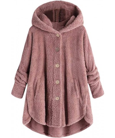 Plus Size Winter Jacket for Women Cute Sherpa Lined Warm Jacket Button Soft Coats Hooded Fleece Fuzzy Outwear Winter Coats fo...