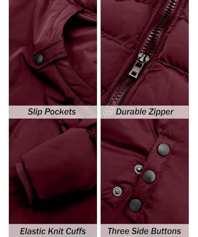 Women's Winter Puffer Coat Heavy Warm Long Parka Down Jacket with Fur Hood Wine Red $30.74 Jackets