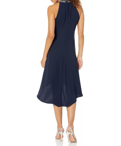 Women's Jewel Neck Halter Dress Navy Hi-lo $41.98 Dresses