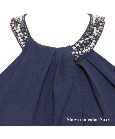 Women's Jewel Neck Halter Dress Navy Hi-lo $41.98 Dresses