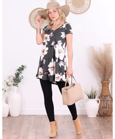 Short Sleeve Tunic Tops to Wear with Leggings Made in USA Short Sleeve Shirts for Women - Loose Fit Womens Summer Tops St86 $...