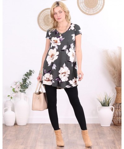 Short Sleeve Tunic Tops to Wear with Leggings Made in USA Short Sleeve Shirts for Women - Loose Fit Womens Summer Tops St86 $...