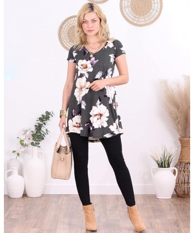 Short Sleeve Tunic Tops to Wear with Leggings Made in USA Short Sleeve Shirts for Women - Loose Fit Womens Summer Tops St86 $...