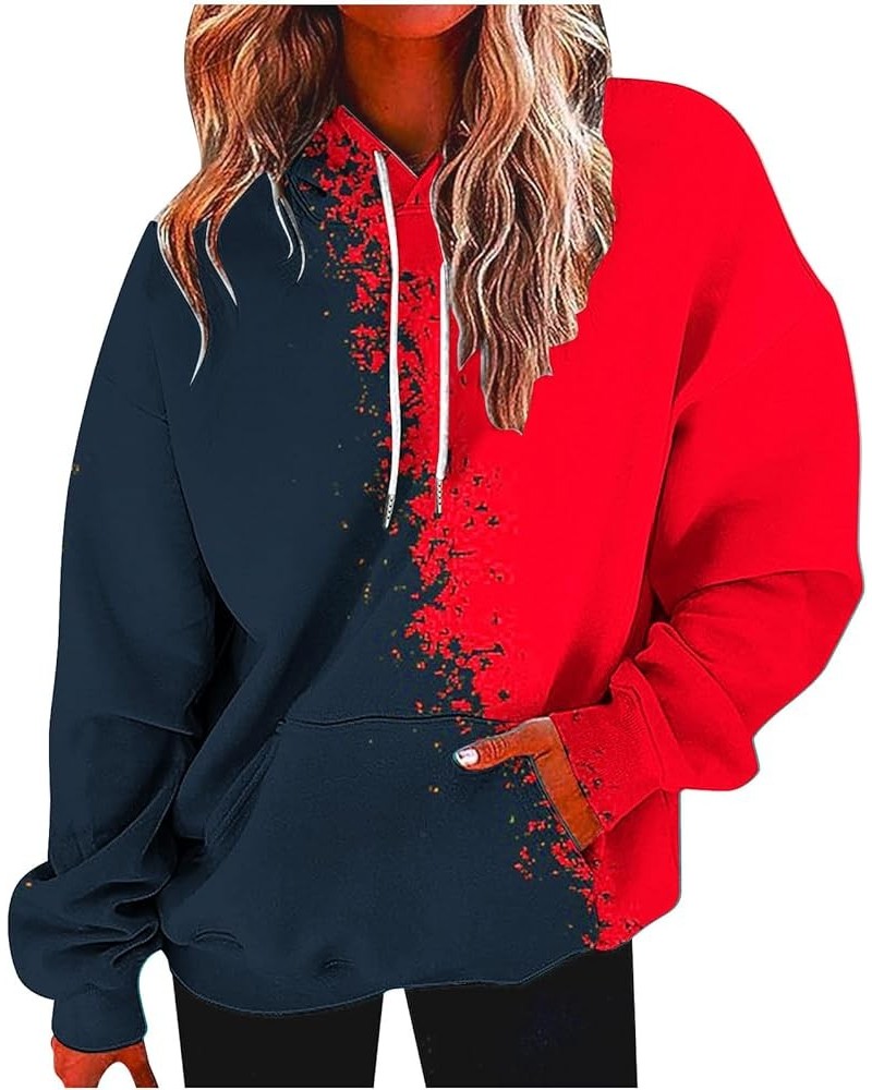 Womens Fall Fashion 2023 Hoodie Oversized Hooded Sweatshirt Long Sleeve Lightweight Pullover Casual Tops with Pocket B8_red $...