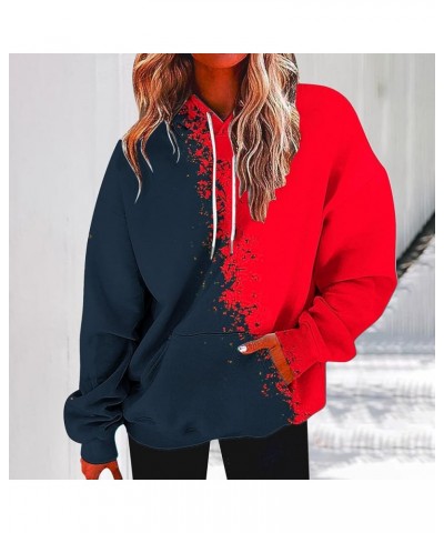 Womens Fall Fashion 2023 Hoodie Oversized Hooded Sweatshirt Long Sleeve Lightweight Pullover Casual Tops with Pocket B8_red $...