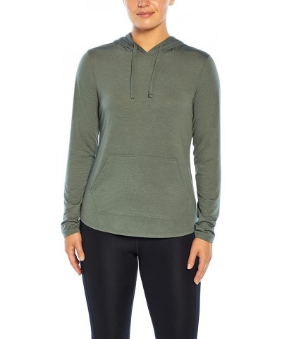 Women's Cathy Long Sleeve Pullover Hoodie Balsam Green $9.91 Activewear