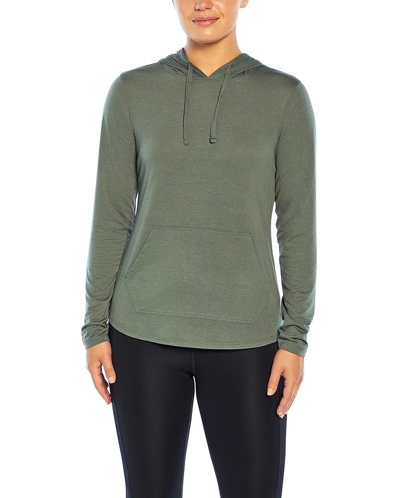 Women's Cathy Long Sleeve Pullover Hoodie Balsam Green $9.91 Activewear