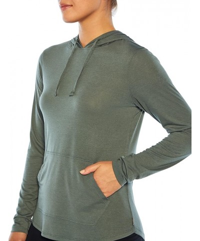 Women's Cathy Long Sleeve Pullover Hoodie Balsam Green $9.91 Activewear