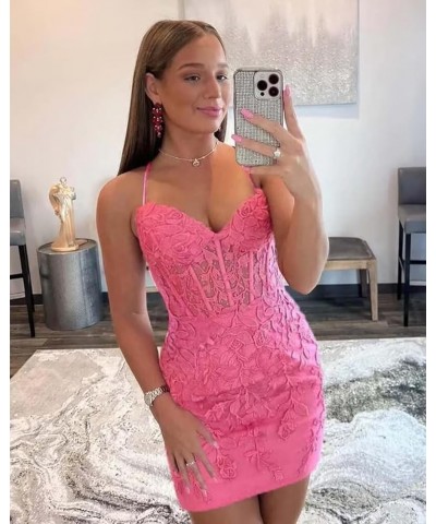 Homecoming Dresses for Teens Short Tight Lace Appliques Homecoming Dress Sweetheart Spaghetti Straps Prom Party Dress Dusty B...