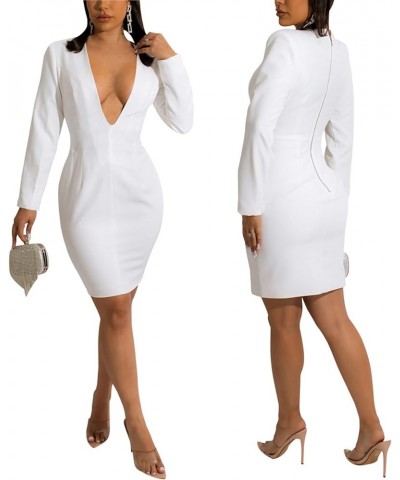 Women's Sexy Deep V Neck Bodycon Mini Dresses Casual Long Sleeve Wrap Club Cocktail Party Short Dress 10877-2white $20.51 Dre...