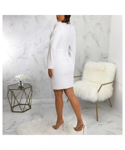 Women's Sexy Deep V Neck Bodycon Mini Dresses Casual Long Sleeve Wrap Club Cocktail Party Short Dress 10877-2white $20.51 Dre...