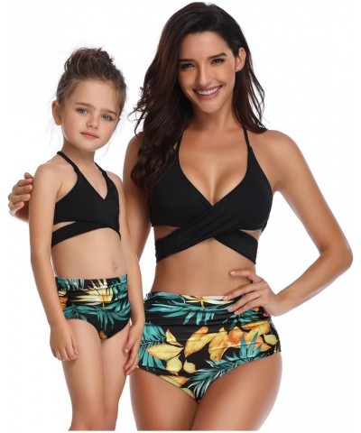 Family Matching Swimwear Mommy and Me Wrap Bikini Set High Waisted 2 Piece Swimsuits Father Son Swim Trunk Bathing Suits Wome...