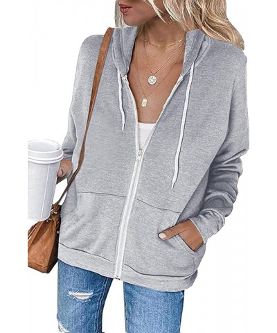 2023 Women's Casual Long Sleeve Sweatshirts Zip Up Zipper Hoodies Fashion Hooded Jackets with Pockets B-gray $17.50 Hoodies &...