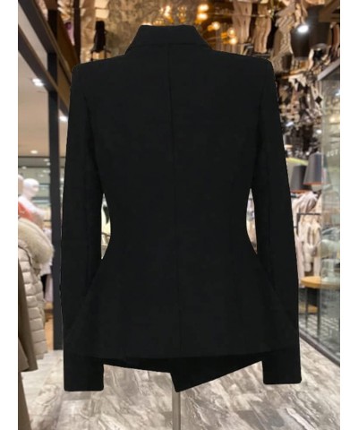 Korean Style Blazers Coat Notched Long Sleeve Outwear Chic and Elegant Woman Jacket Clothing Female S2 Black $42.55 Blazers