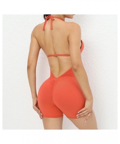 Womens Nude Feeling Halter Yoga Jumpsuit Solid Seamless Backless Workout Athletic Bodysuit Tracksuit Sport Rompers S-orang Re...