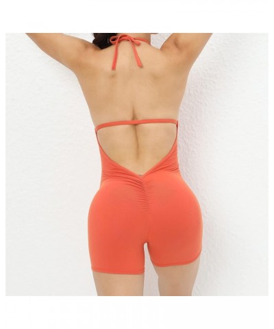 Womens Nude Feeling Halter Yoga Jumpsuit Solid Seamless Backless Workout Athletic Bodysuit Tracksuit Sport Rompers S-orang Re...