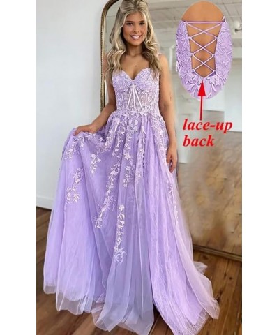 Tulle Lace Applique Prom Dresses Long for Women 2024 Spaghetti Straps A-Line Evening Cocktail Party Dresses YO035 Dusty Rose ...