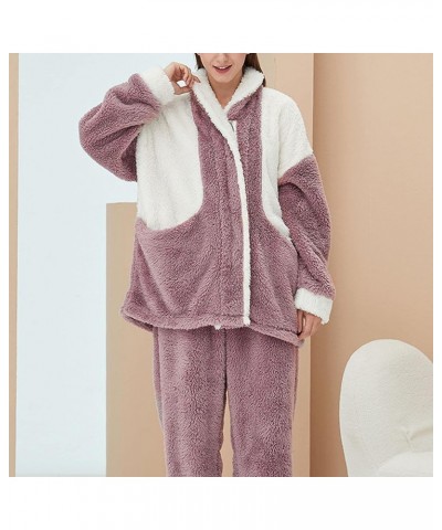 Lingerie for Women Plus Velvet Pajamas Sweater Sleep Lounge Winter Long Sleeve Sleepwear for Sex Naughty Play Purple $29.00 S...