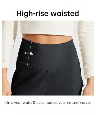 Women's Fleece Lined Jogger Pants Zipper Pockets Water Resistant Winter Hiking Sweatpants Thermal Running High Waisted Black ...