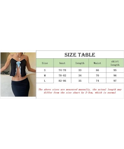 Womens Sets 2 Piece Outfits Going Out Y2K Sets Solid Color Backless Crop Camisole Slim Fit Tops+Split Long Skirts Set Black 2...