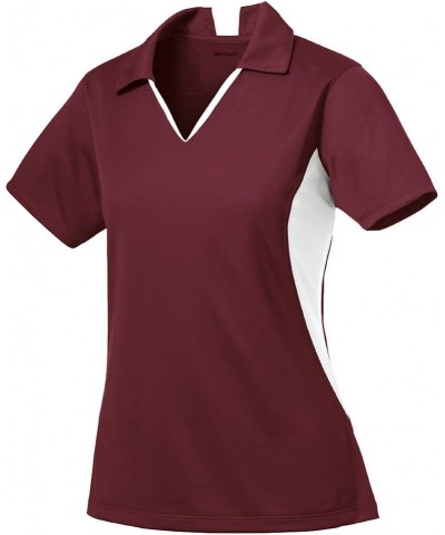 Ladies Moisture Wicking Micropique Side Blocked Polo in Sizes XS-4XL Maroon / White $19.12 Shirts