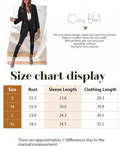 Women's Casual Blazer Jackets Rolled Long Sleeve Lapel Open Front Cardigan Work Office Blazers Khaki $20.27 Blazers