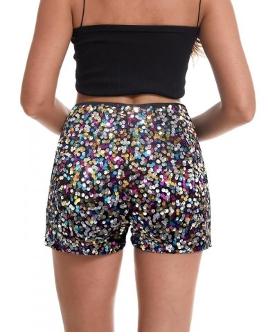 Women's Sequin Shorts High Waist Elastic Sparkly Straight Leg Short Glitter Sparkle Hot Pants Party Shorts Multicolour $16.66...