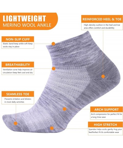 90% Merino Wool Socks for Men Women, Soft Thin Ankle Socks for Athletic Running Hiking Cycling 3 Pairs 3 Light Grey $13.61 Socks