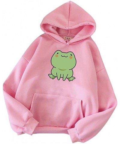 Women Lovely Hoodies, Women's Teen Girls Cute Frog Frog Hoodie Sweatshirts Loose Pullover Tops Shirts Pink $12.09 Hoodies & S...