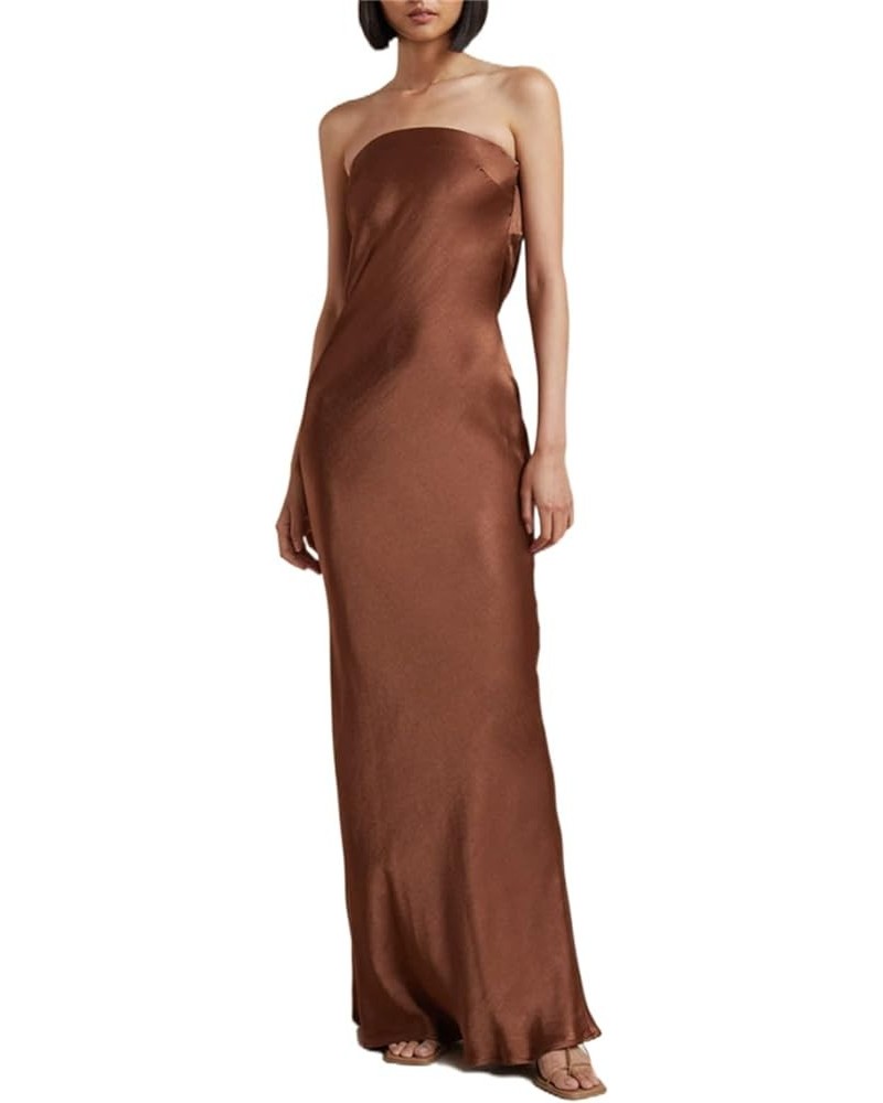 Womens Spaghetti Strap Fishtail Maxi Dress Sleeveless Square Neck Bodycon Slim Long Dress Clubwear Style 1 Brown $12.31 Dresses