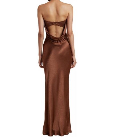 Womens Spaghetti Strap Fishtail Maxi Dress Sleeveless Square Neck Bodycon Slim Long Dress Clubwear Style 1 Brown $12.31 Dresses