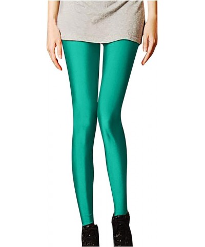 Women Leggings Fashion Neon Stretch Bodycon Skinny Shiny Leggings Pants Many Colors Soft Bodycon Ninth Pants 03 Green $4.22 P...