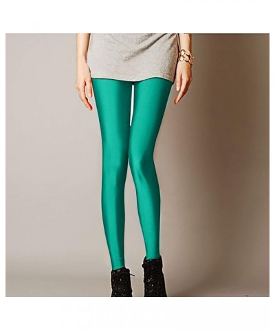 Women Leggings Fashion Neon Stretch Bodycon Skinny Shiny Leggings Pants Many Colors Soft Bodycon Ninth Pants 03 Green $4.22 P...